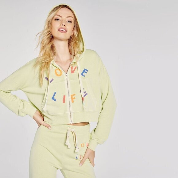 NWT Wildfox cotton blend lime green “Love Life” jogger trackpants, L - Picture 9 of 16